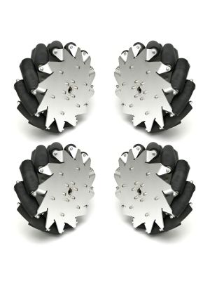 A set of 254mm Aluminium Mecanum Wheels (4 pieces)/Bearing Rollers - 14131
