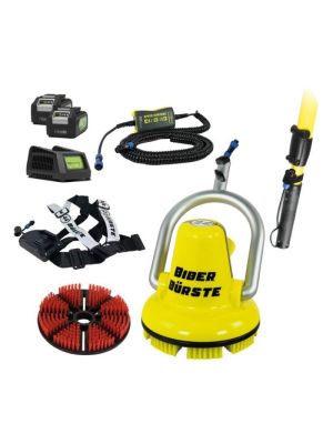 BIBER 22 vijverborstel, telescoopstang, 2x accu, rode borstel